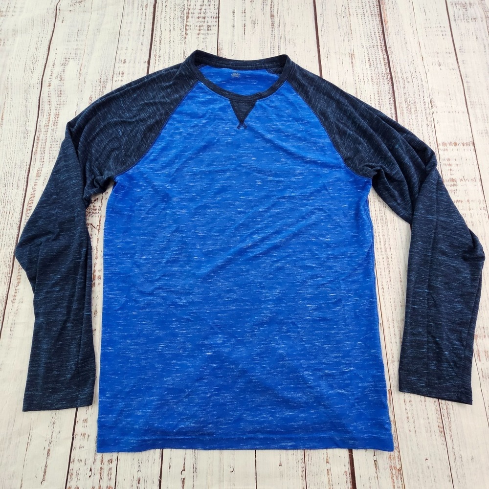 Dick's Sporting Goods Blue Colorblock Long Sleeve Polyester Blend T-Shirt Mens L